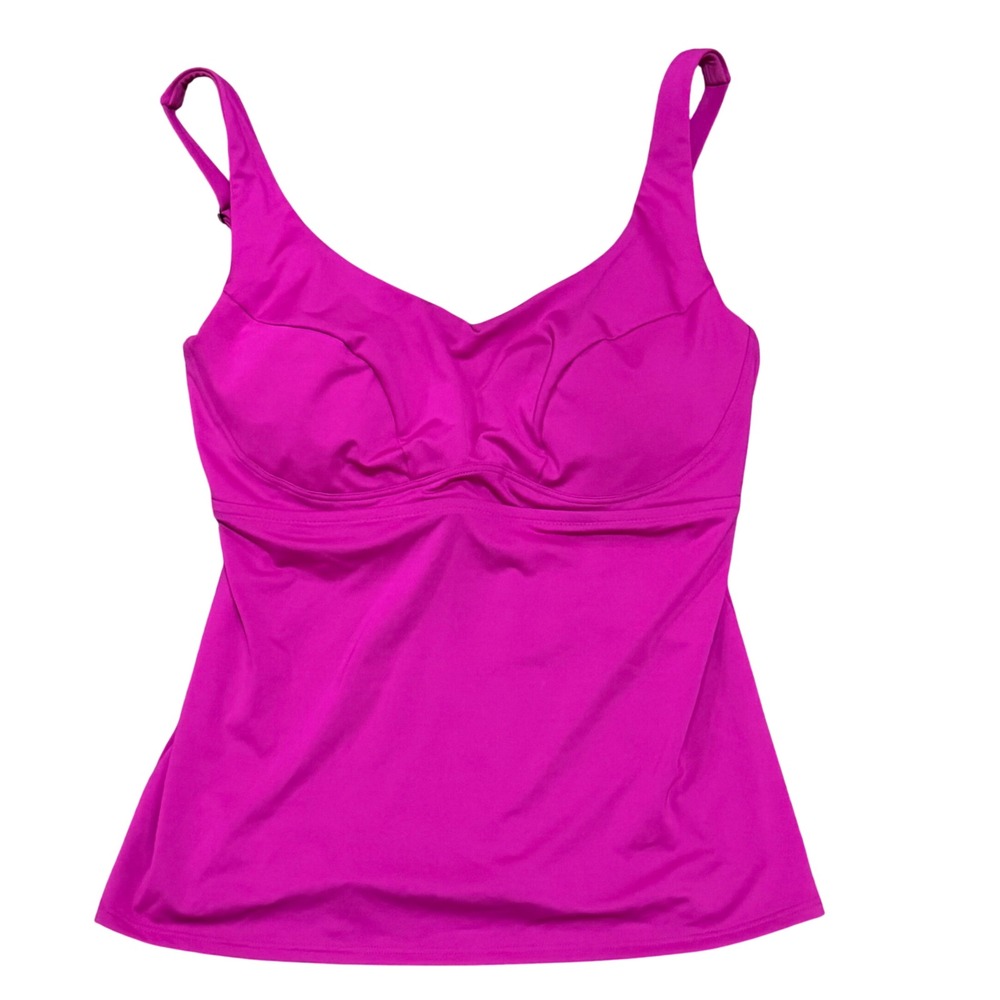 Athleta Bondi Bra Cup Tankini Pink Swim Top Underwire D/DD Cup Size 34 D/DD